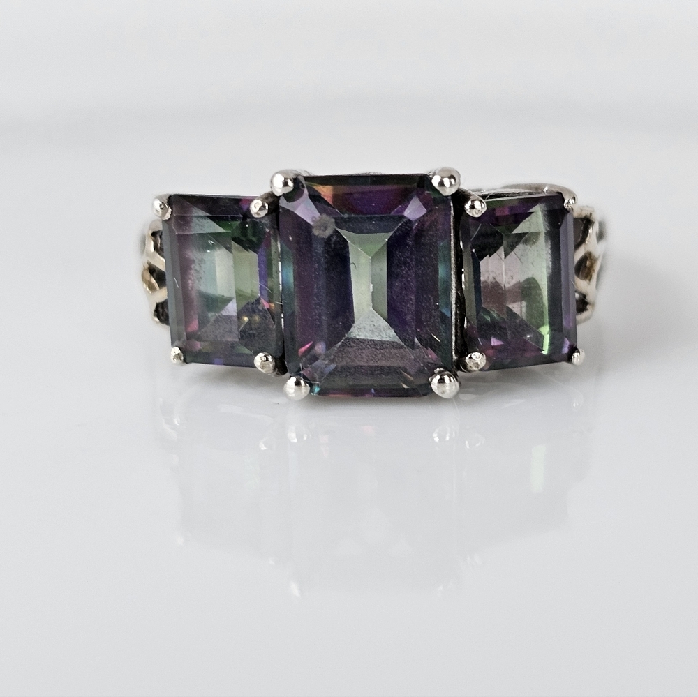 Magical Mystic Topaz Ring. Platinum Over Sterling Silver. Size 7!